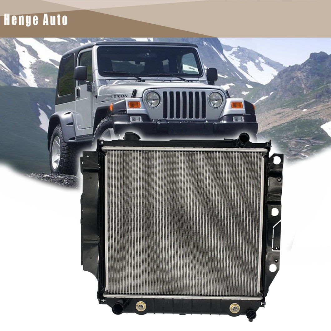 Aluminum Radiator Assembly Fit For 1987-2006 Jeep Wrangler 2.4L 2.5L 4.0L 4.2L 4CYL V6